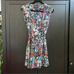 Yumi Kim Vibrant Floral Silk Wrap Mini Dress Size XS